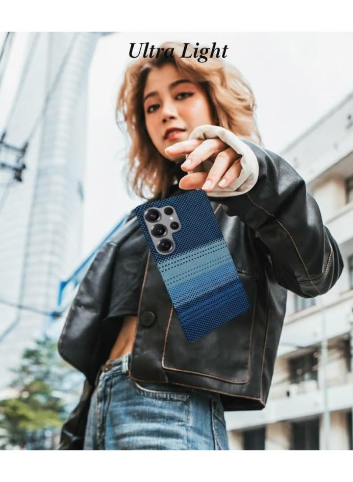 فوني Phoni Ultra Slim Magnetic Case for Samsung Galaxy S25 Ultra, MagSafe-Compatible Magnetic Case, Thin Lightweight Design, Carbon Fiber Style, Raised Camera Protection (Glacier Azure – Blue Carbon) - Image 4